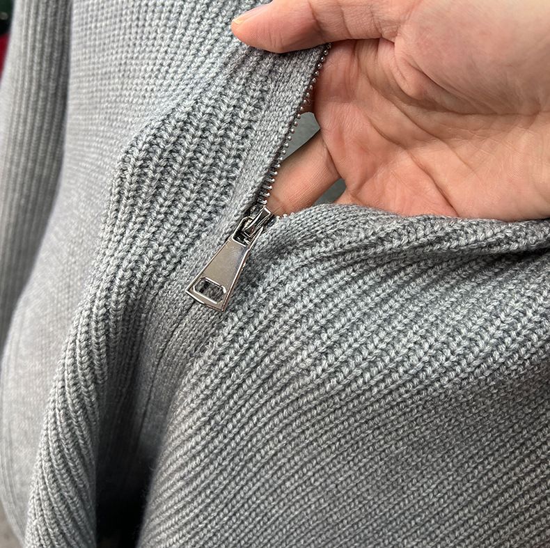 Men's Clothing Popular Cardigan Sweater Men 2024 Heavy Craft Korean Version Stand Collar Solid Color Large Size Knitted Sweater Men's Coat Trend_voghion.com
