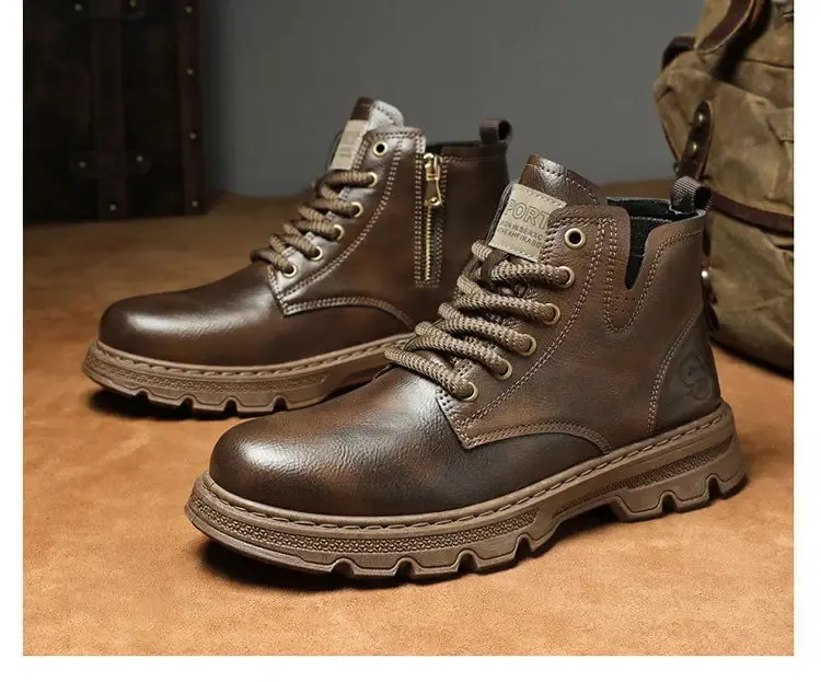 Knöchellange kurze Schaftschuhe für Herren, braune Booties, schwarze Herrenstiefel, Y2k-Angebot im Angebot, Retro, günstig, trendig, 2025, neue Angebote_voghion.com