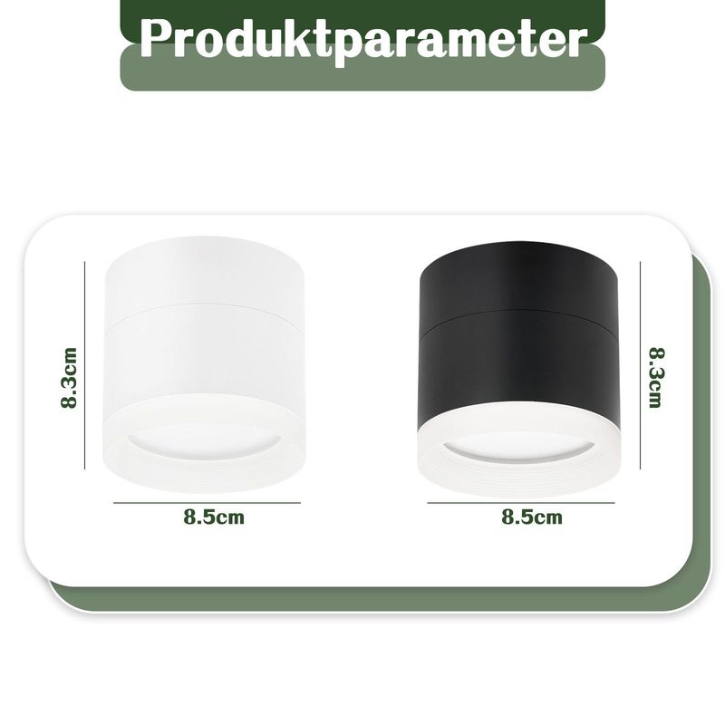 Glitzerlife Aufbauspot LED Aufbaustrahler Rund - Weiß Deckenstrahler 5W Kleine Spots Aufbauleuchte GX53 Warmweiß Flach Aufputz Strahler 3000K Acryl Deckenlampe_voghion.com