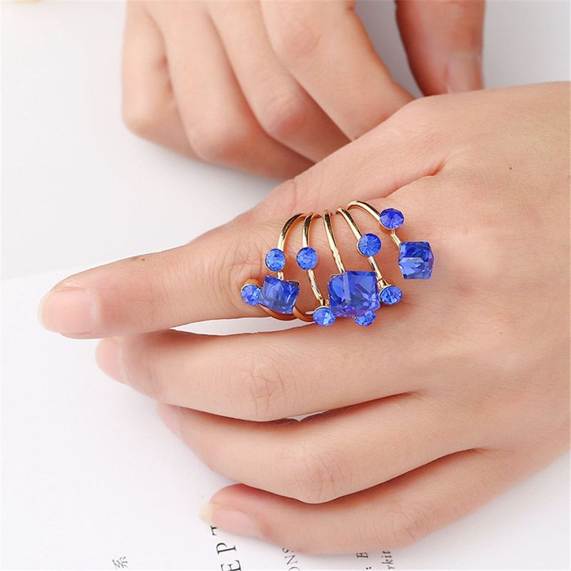 2025 Fashion Style Women's retro luxury diamond women's fashionable and colorful irregular shaped gemstone punk style pendant ring, Korean_voghion.com