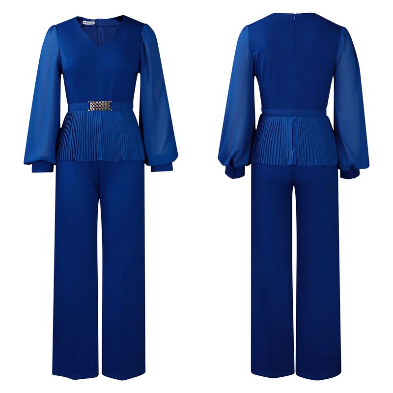 Ropa de mujer Nueva moda tradicional Tongle Top de manga larga Pantalones de pierna ancha Traje de dos piezas_voghion.com