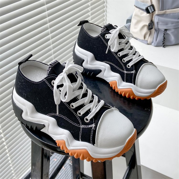 Thick-soled Low-cut Canvas Shoes Women's 23 Summer New Cross-border Foreign trade 43 large size breathable fashion lace-up casual old shoes_voghion.com