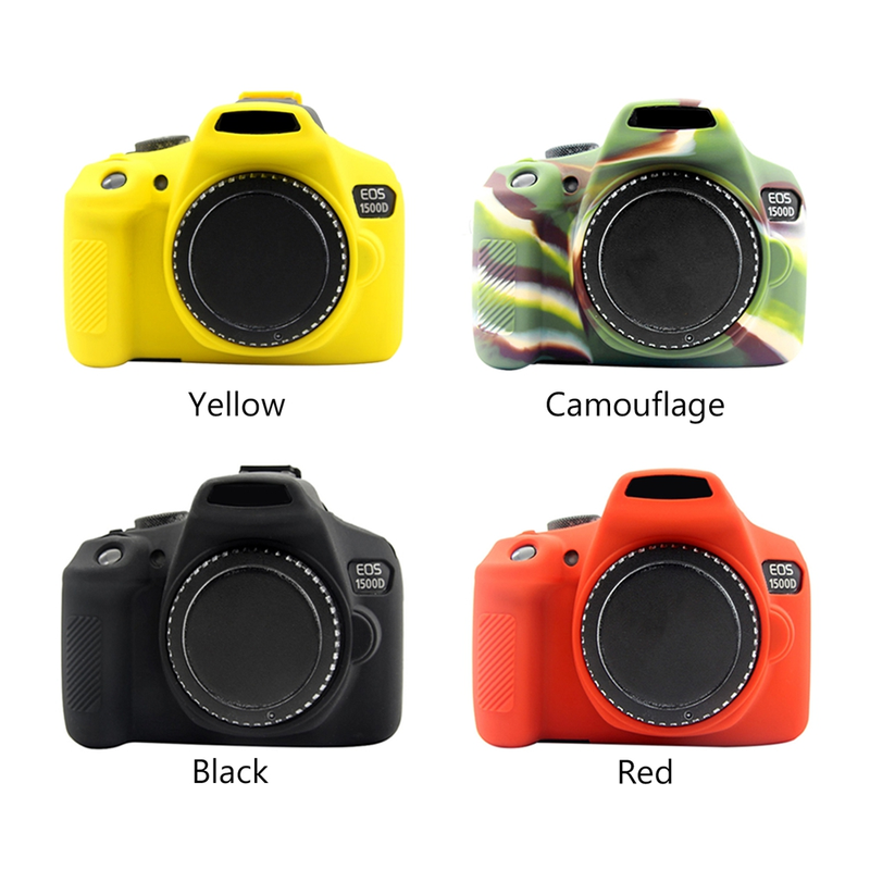 Soft Silicone Armor Skin Case DSLR Camera Bag Body Cover Protector Black Red For Canon EOS 1300D(Rebel T6)/1500D Digital Camera_voghion.com