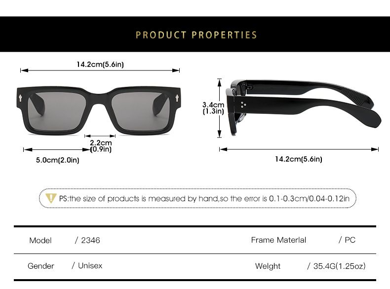 2023 Montatura quadrata per uomo e donna, occhiali da sole rettangolari spessi alla moda con paralume nero, protezione UV400_voghion.com