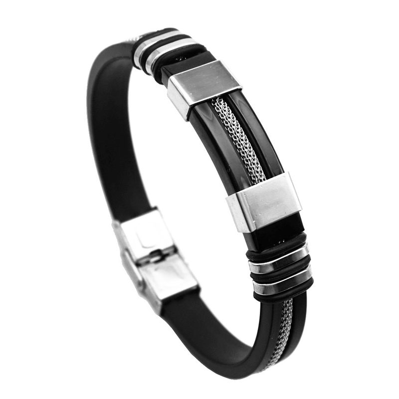 Grenzüberschreitendes Punk-Hip-Hop-Armband aus Silikon und Titan im europäischen und amerikanischen Stil – ein trendiges Accessoire für Herren aus Edelstahl_voghion.com