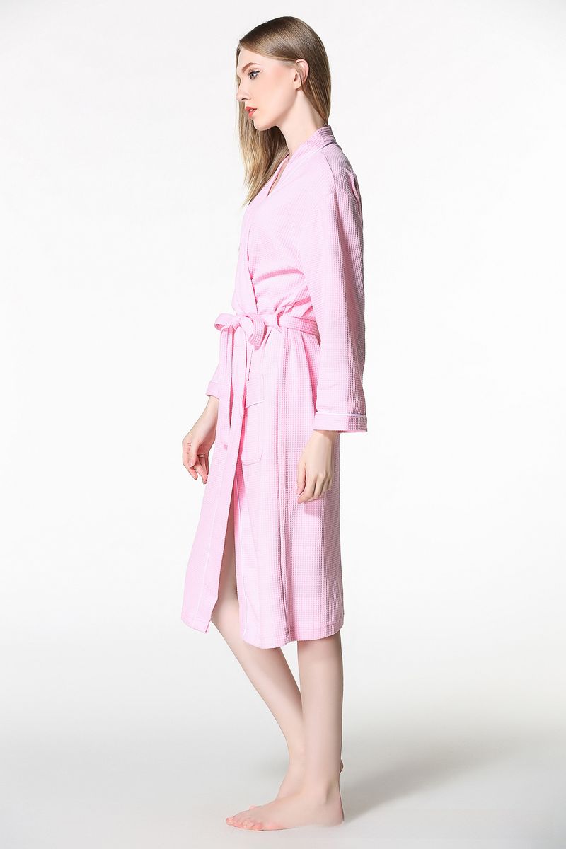 Hotel spring and summer couple waffle bathrobe soft cotton bathrobe hot spring nightgown with extra large size_voghion.com