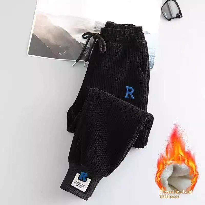 Kızlar için 2023 Kış Polar Astarlı Büyük Çocuklar İçin İlkbahar ve Sonbahar Rahat Sıcak Jogger Pantolon, Çok Yönlü Kadife Pantolon_voghion.com