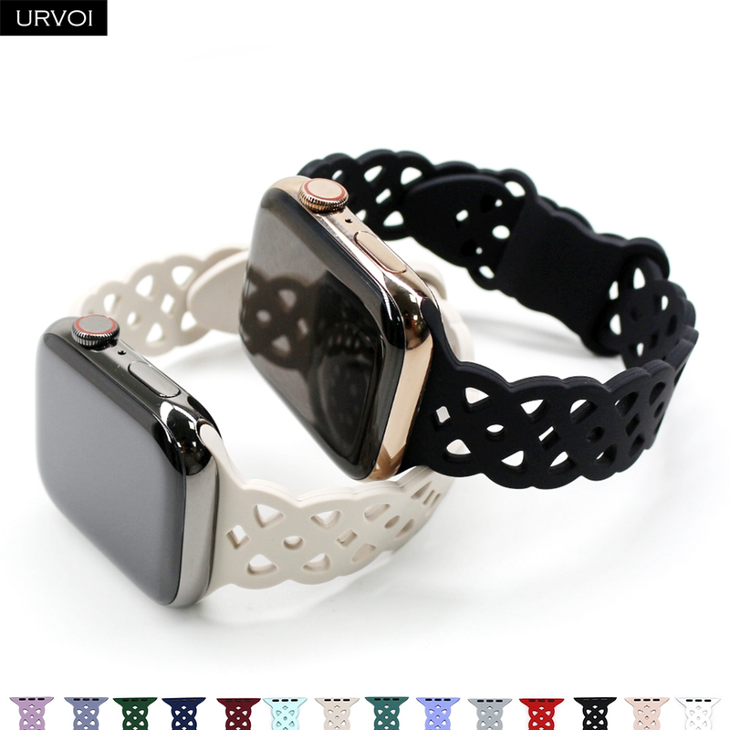 Correa URVOI para Apple Watch Series 8 7 6 SE 54321, correa de silicona ultra suave para iWatch, pulsera transpirable, pin de mariposa_voghion.com