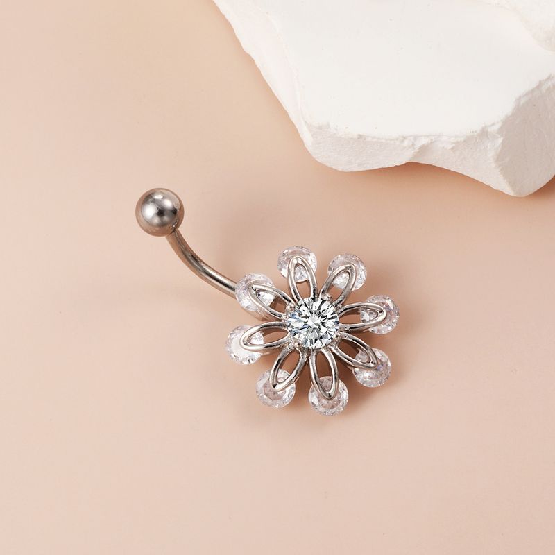Piercing per ombelico con diamante a forma di fiocco di neve - Elegante gioiello da piercing (ipoallergenico, design alla moda)_voghion.com