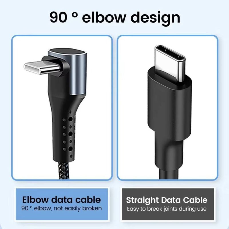 Câble de données USB vers Type-C coudé à 90° 6 A 66 W, câble USB-C court universel pour voiture_voghion.com