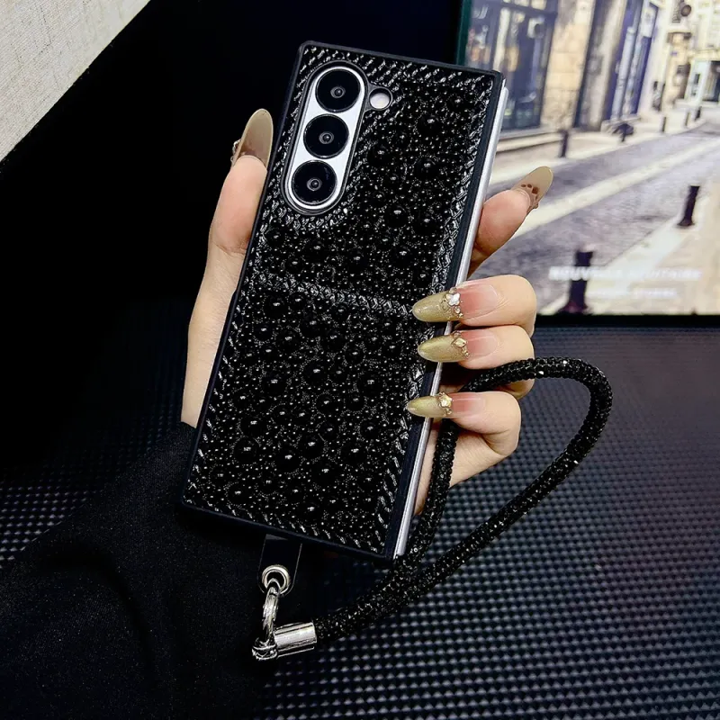 Pearl Hard PC-Telefonhülle für Samsung Galaxy Z Flip 7 6 5 4 3 Ani-Knock Proecor Cover mit Rhinesone Porable_voghion.com