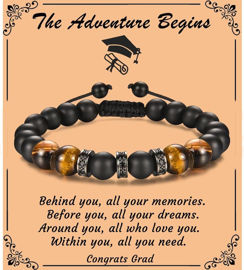 Geburtstag Student Graduierung Saison Geschenk Schmuck Tiger Eye Frosted Stone Herren Armband Perlen_voghion.com