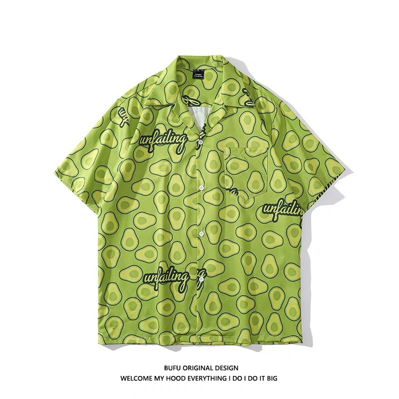 Sommer Trendy Neue Hip Hop High Street Lose Herren Lächelndes Gesicht Gedruckt Hemd_voghion.com