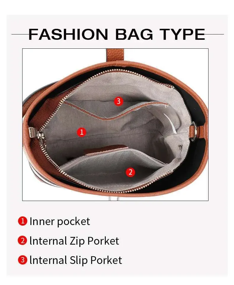 Nuova borsa a tracolla da donna in tela abbinata a pelle di mucca, borsa a secchiello alla moda con motivo scozzese_voghion.com