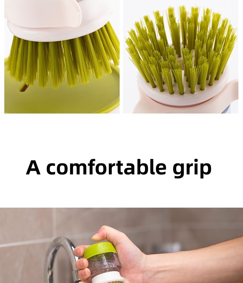 Spazzola per piatti con dispenser di sapone, spazzola multiuso per la pulizia dei piatti da cucina universale per uso domestico, spazzola palmare con dispenser di sapone_voghion.com