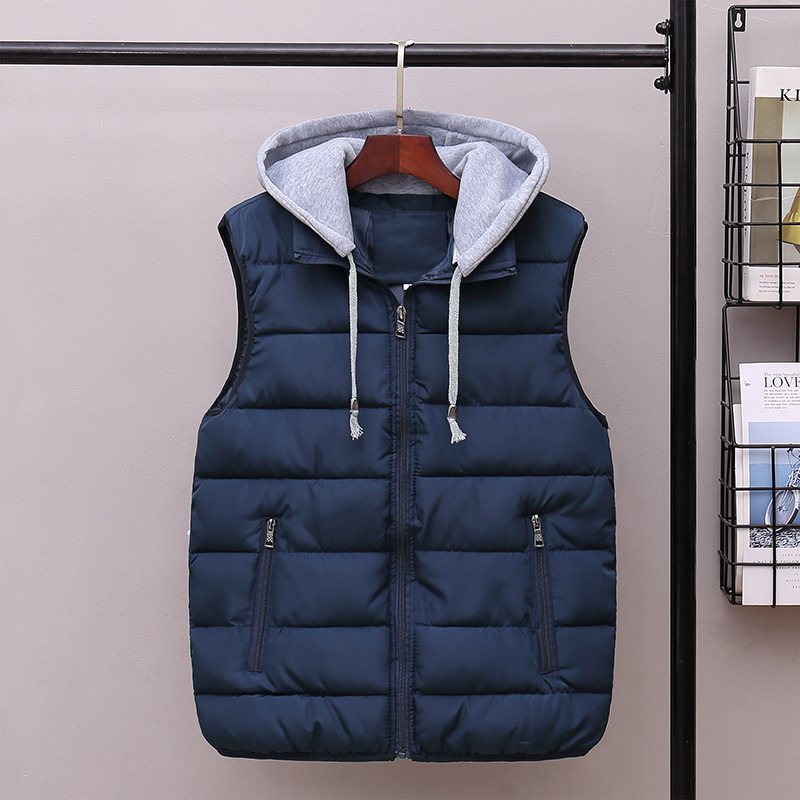 Down cotton for autumn and winter, men's outerwear warm hooded vest, oversized trendy brand camisole, female vest_voghion.com