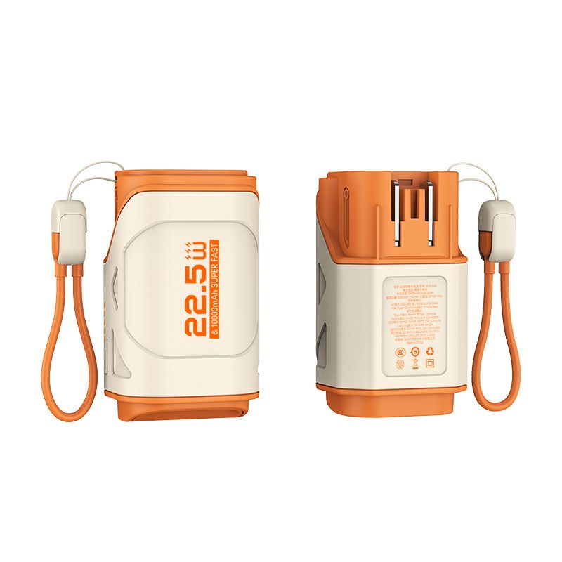 Nuovo Power Bank da parete Cannon Barrel con cordino, doppio uso, ricarica rapida, cavo integrato da 10000 mAh, caricabatterie portatile, spina CA_voghion.com