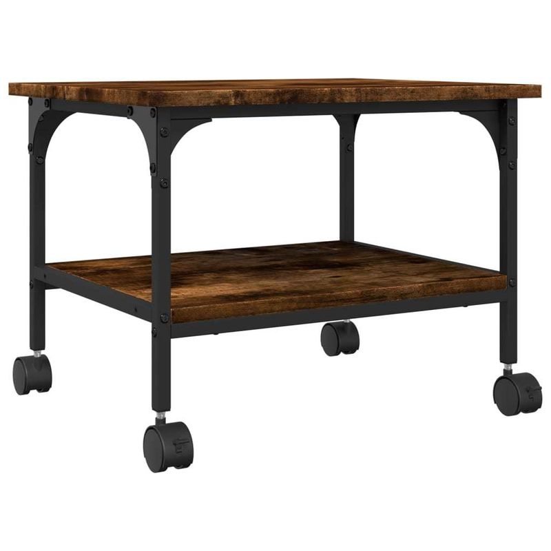 Printer Stand 2-Tier Smoked Oak 19.7"x15.7"x15" Engineered Wood_voghion.com