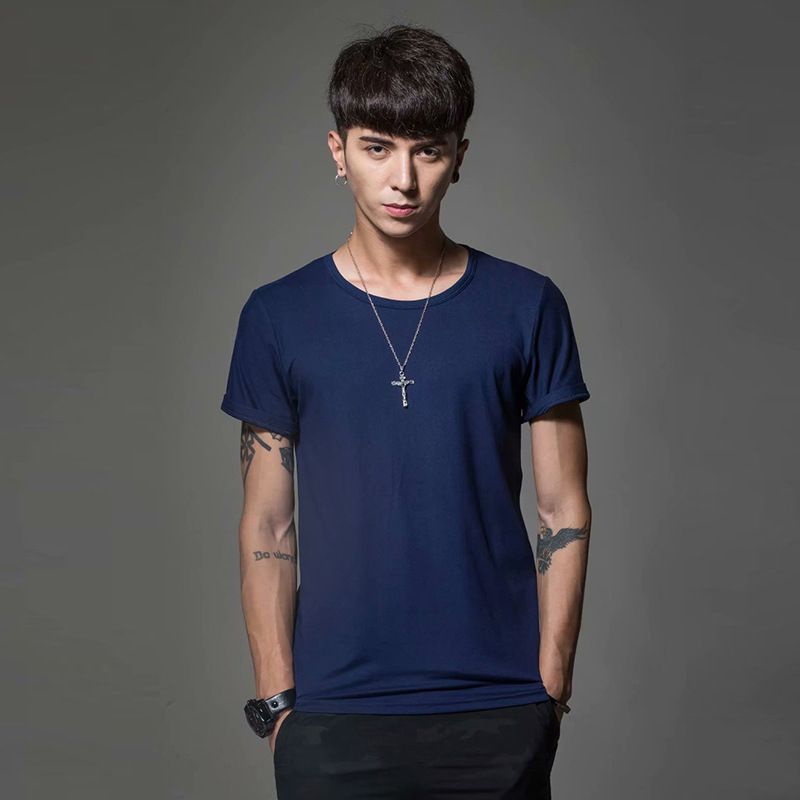 Maglietta a maniche corte a colori, estiva, casual, girocollo, corta, alla moda, con scollo a V, vestibilità aderente, per abbigliamento maschile_voghion.com