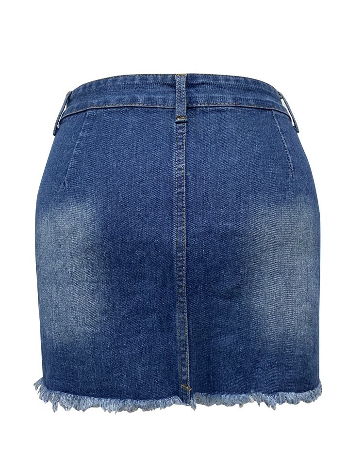 Jupe courte en jean pour femme, nouveau style, jupe slim déchirée aux hanches, tache_voghion.com