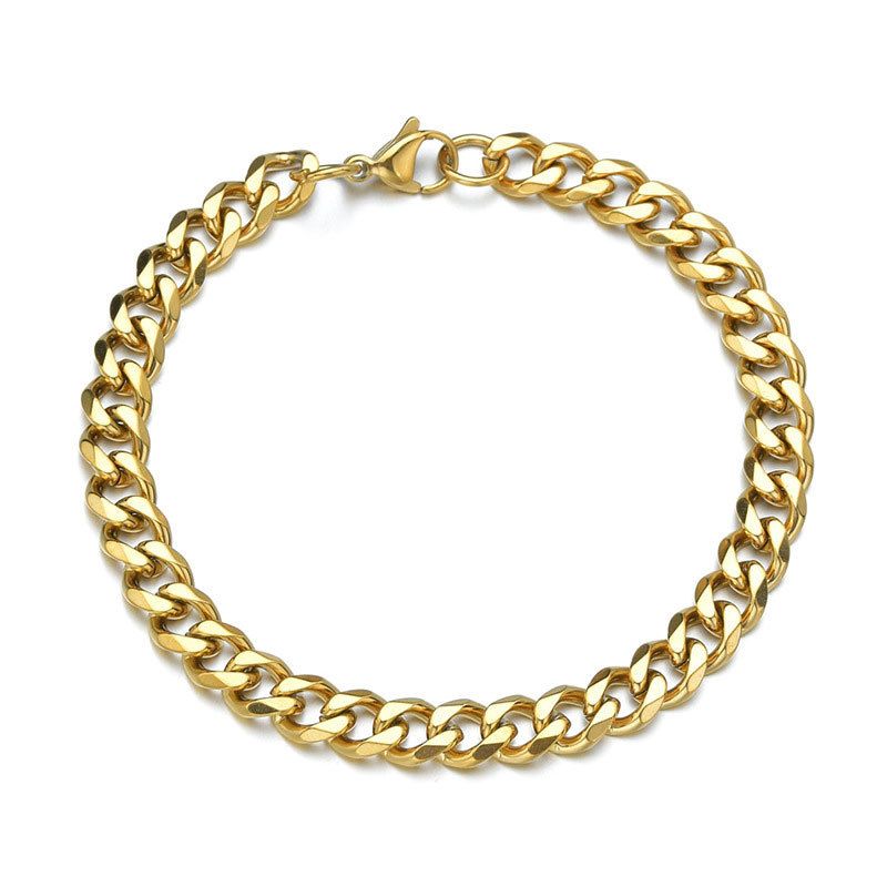Heißer Verkauf sechsseitiger Edelstahl für Männer und Frauen, Ins Style Hip-Hop Titanstahl Persönlichkeit kubanische Kette Armband_voghion.com