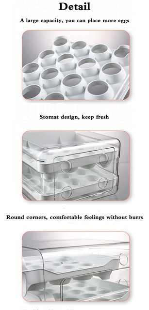 Refrigerator Egg Storage Organizer Egg Holder for Fridger 2-Layer Drawer Type Stackable Storage Bins Clear Plastic Egg Holder_voghion.com