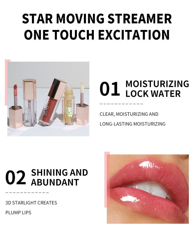 JOJO otte-farvet gennemsigtig lipgloss vandglans spejl lip glaze fugtgivende læbestift makeup engros_voghion.com