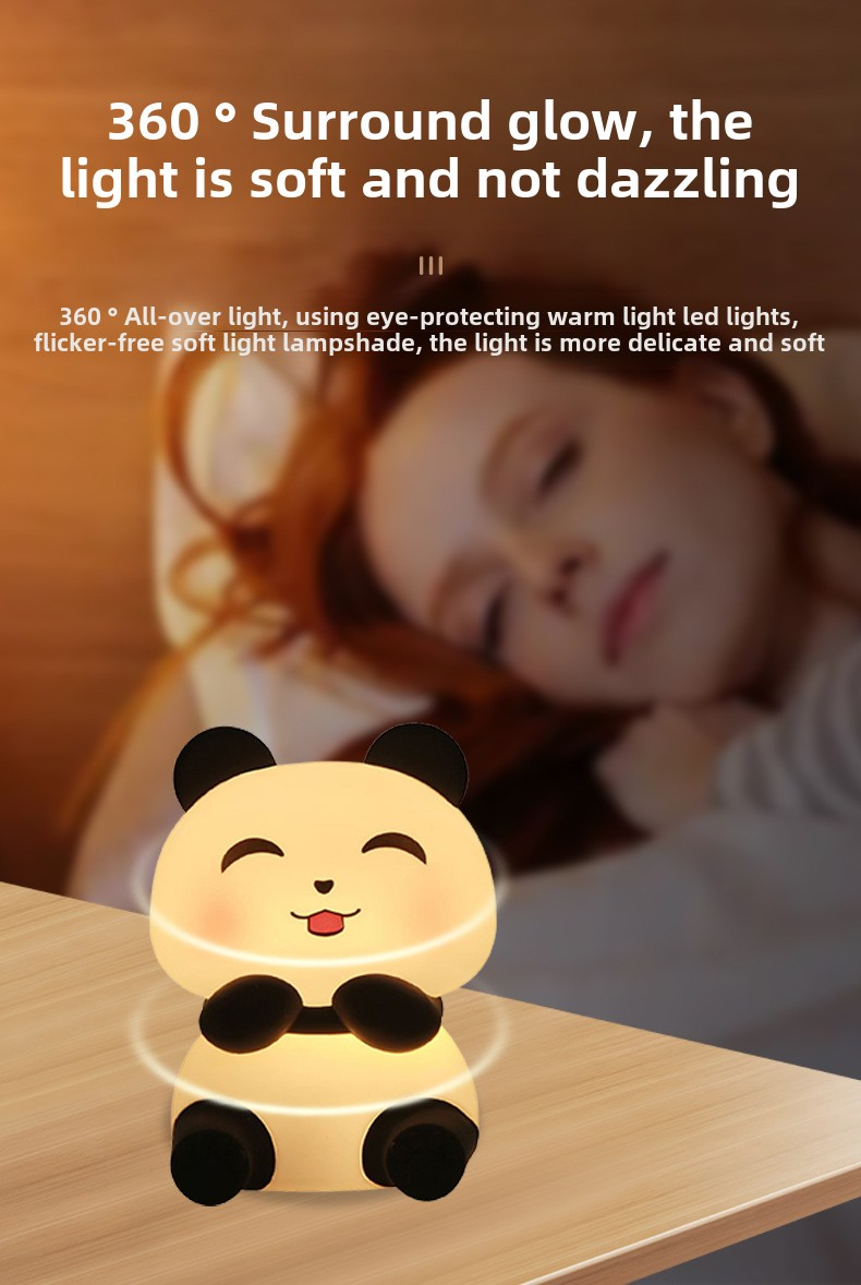 Tuan Silikon USB Aufladen Bettkopf Atmosphäre Geschenk Panda Nachtlicht_voghion.com