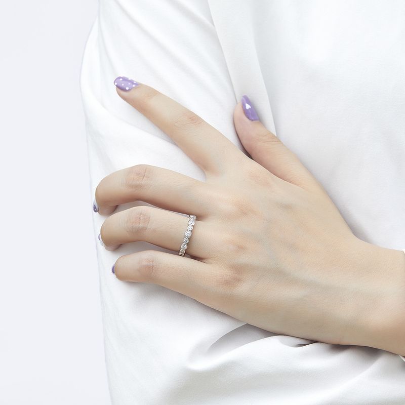 Full Diamond Row Ring - 925 Sterling Silver Rose Gold/Platinum Plated Ring_voghion.com