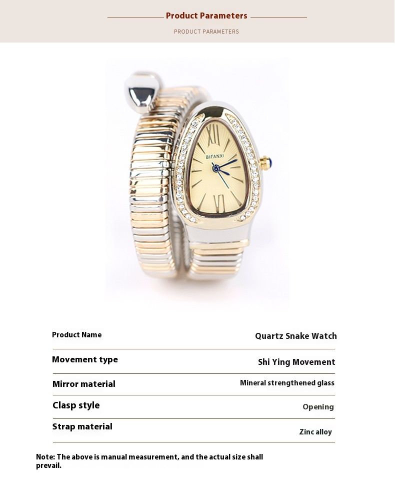 Classic new women's snake between the colors of fashion with exquisite diamond bracelet open quartz watch watch_voghion.com