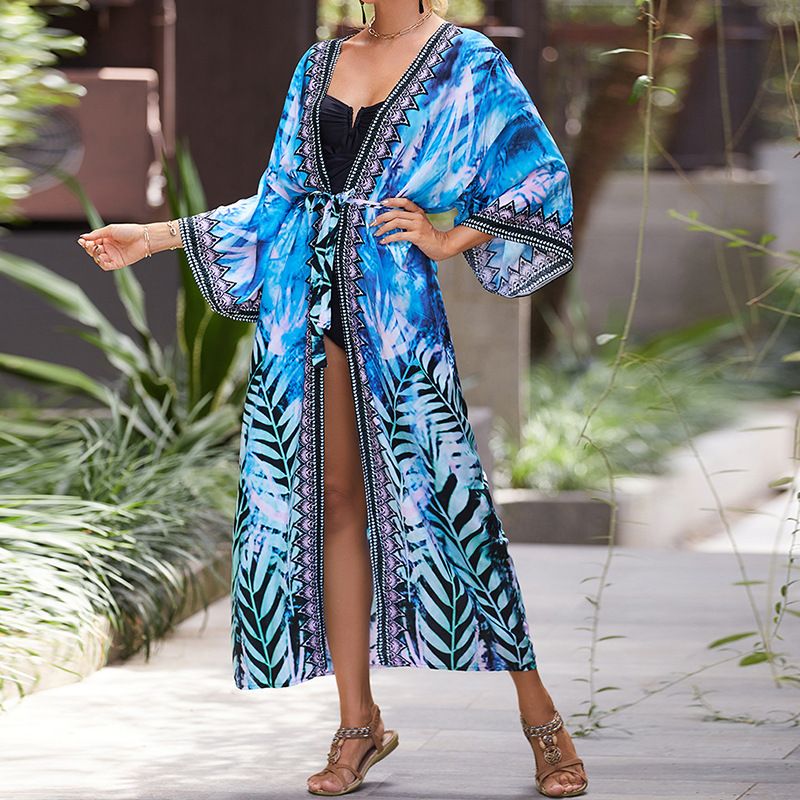 Strand-Kimono aus weicher Baumwolle für Damen – Leichter Sonnenschutz-Bademode-Überwurf für Urlaub, Pool, Bikini und Resort_voghion.com