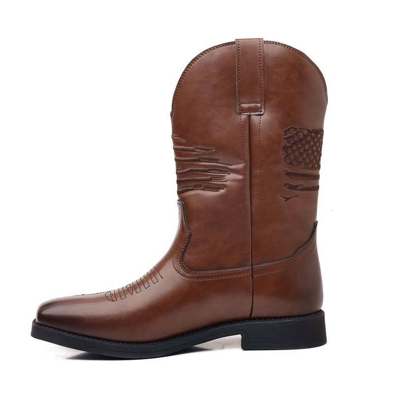 Pantofi olimpici noi și ghete western clasice brodate cu elemente de steag stelar lungi 8702 de cowboy_voghion.com