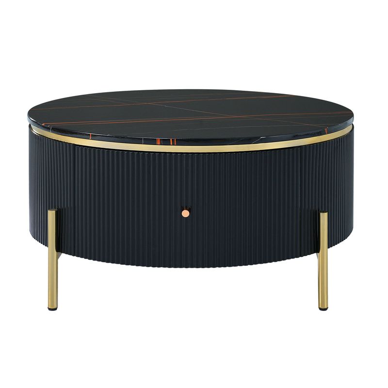 Modern Round Coffee Table With 2 Large Drawers Storage Accent Table(31.5'')_voghion.com