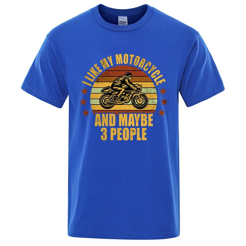 Ich mag mein Motorrad und vielleicht 3 Leute T-Shirt Männer Casual Loose Kleidung Übergroße Sommer Tops Baumwolle Cartoon Herren_voghion.com