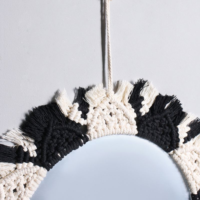 Venta de hilo de algodón con espejo oscuro, decoración bohemia, tapiz hecho a mano para colgar en la pared del dormitorio_voghion.com