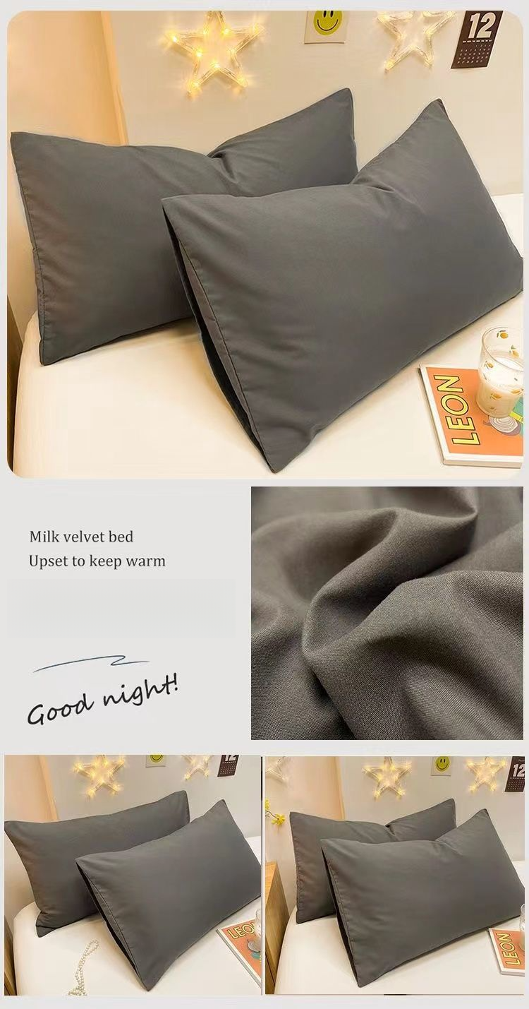 Solid Color Pillowcases Pair Washed Cotton Soft Core Thickened Pillowcase Single Dormitory Pillow Cover Minimalist Style_voghion.com