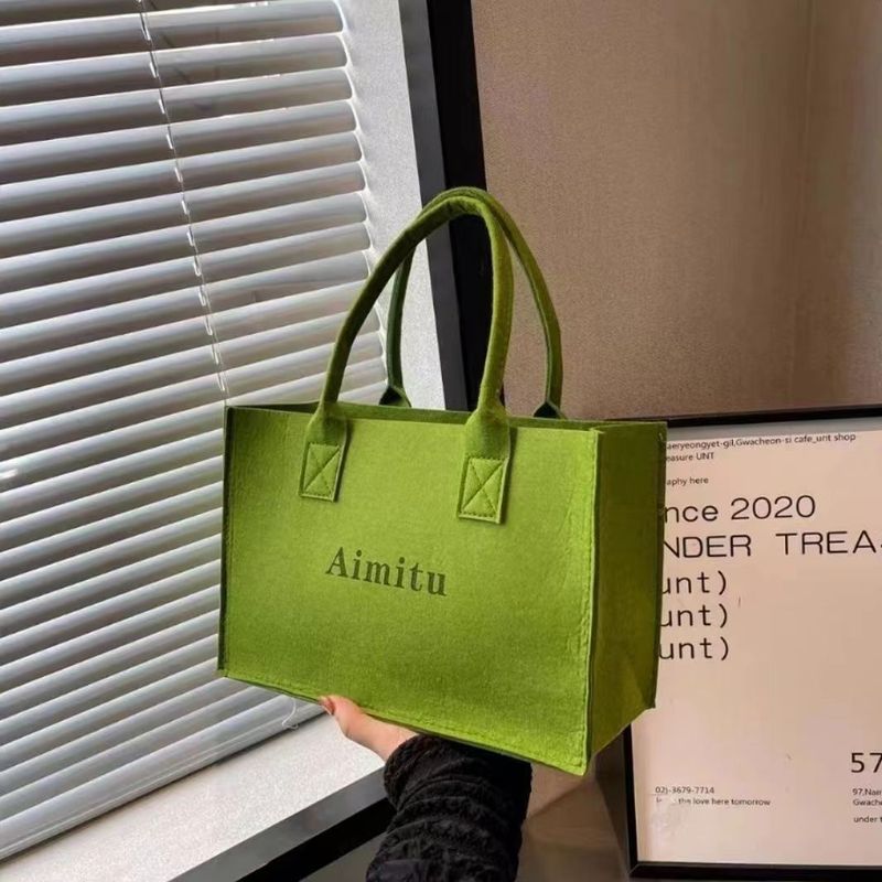 Felt Tote Gift Handbag Shopping Open Bag Thickened Customizable Ins Style Large Capacity_voghion.com