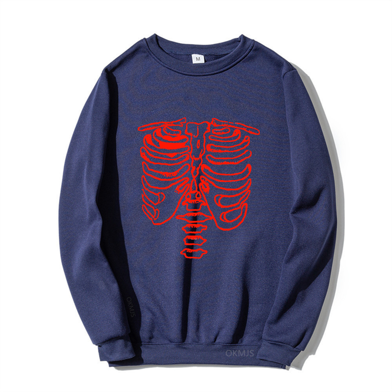Sudadera con cuello redondo de popa de calavera oscura, sudadera deportiva con oscilación inferior roscada para hombres y mujeres, jersey gótico para parejas_voghion.com