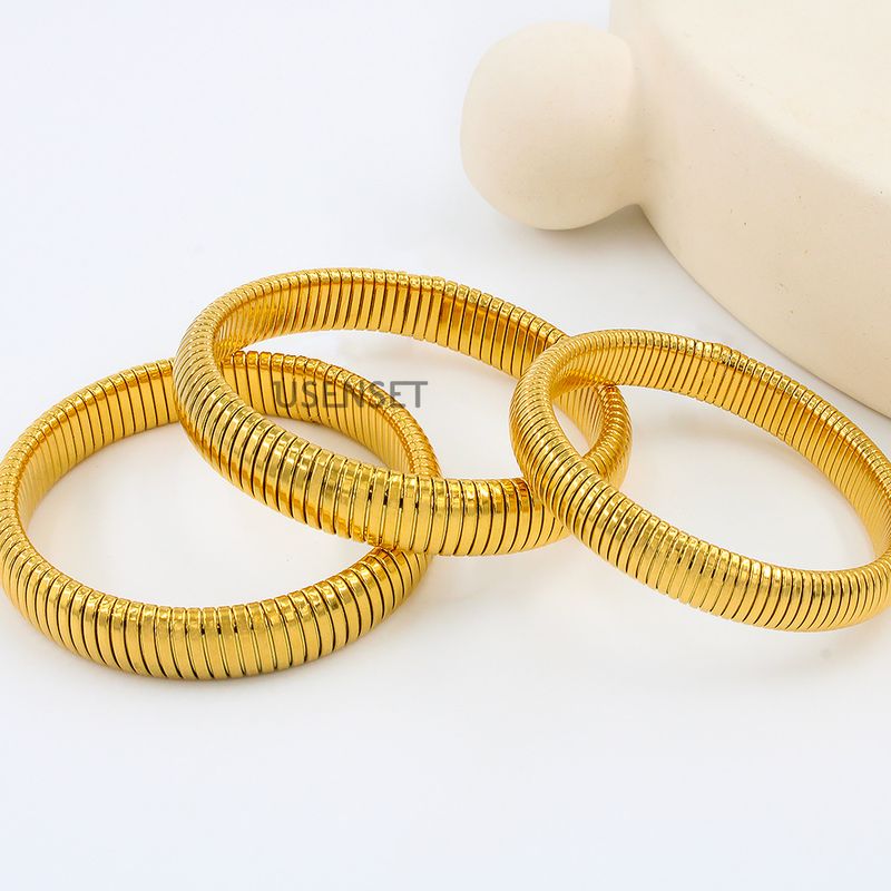 Women's Jewelry Elastic Bracelet Stainless Steel K Gold Plated Bracelet Men And Women Street Element Jewelry 10 12 16 20MM_voghion.com