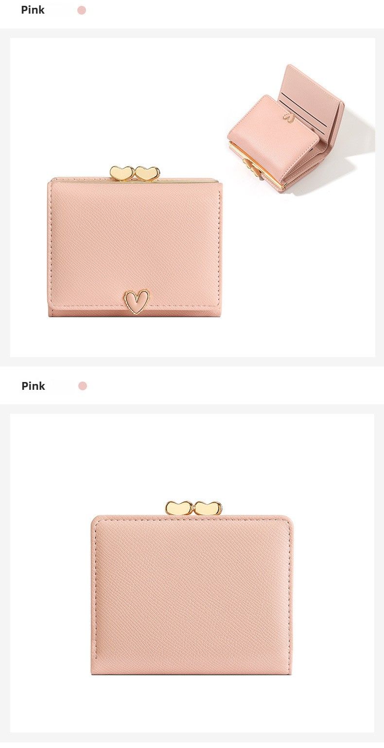 Kompakte dreifach faltbare Geldbörse für Damen – Süße Geldbörse aus PU-Leder mit großem Fassungsvermögen, mehreren Kartenfächern und Münzfach, Geschenk für Studentinnen und Damen_voghion.com