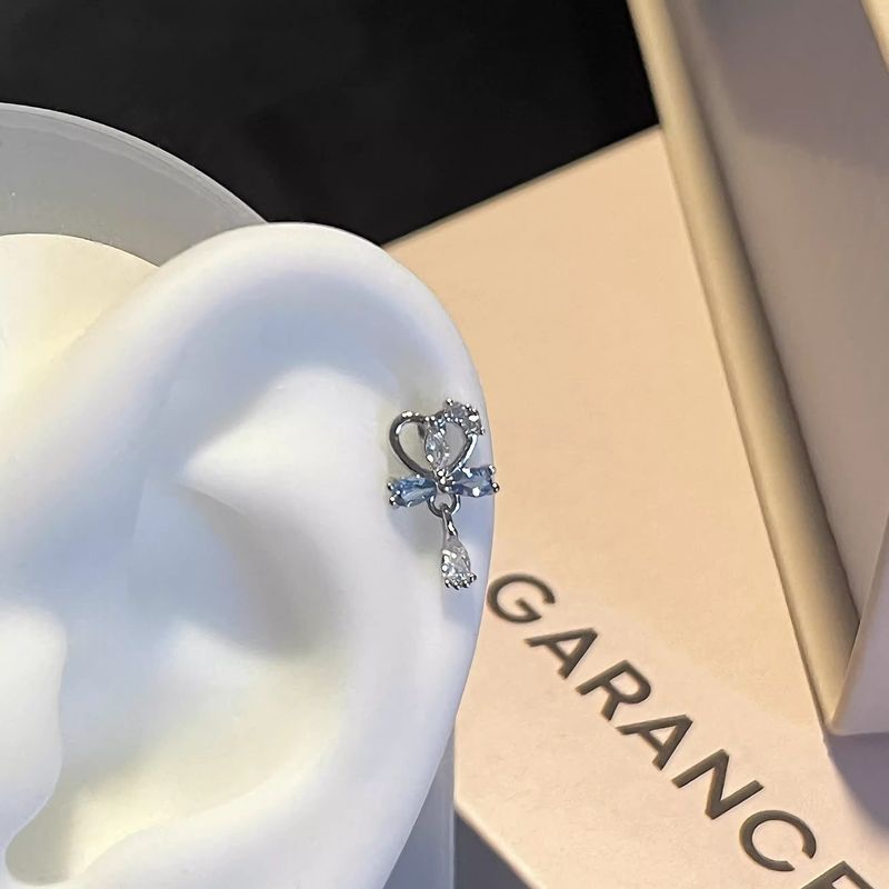 Niche Bow Titanium Steel Heart-Shaped Ear Cochlear Studs, High-End And Minimalist Pentagram Earrings, Women's Earrings_voghion.com