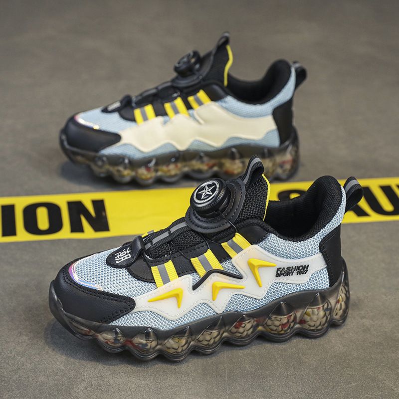 Boys' Sports 2025 Spring And Autumn Breathable New Rotating Buttons, Dad's Mid Size Children's Shoes, Soft Soles, Trendy_voghion.com