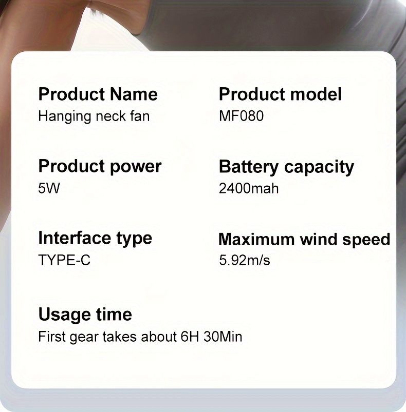 2024 New Wearable Neck Fan Portable Air Conditioner Rechargeable Bladeless Fan with 45° Adjustable Wind Directions for Outdoor_voghion.com