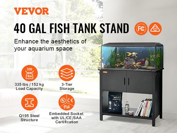 VEVOR Aquarium Stand, 40 Gallon Fish Tank Stand, 36.6 x 18.9 x 31.5 in Steel and MDF Turtle Tank Stand, 335 lbs Load Capacity, Reptile Tank Stand with_voghion.com