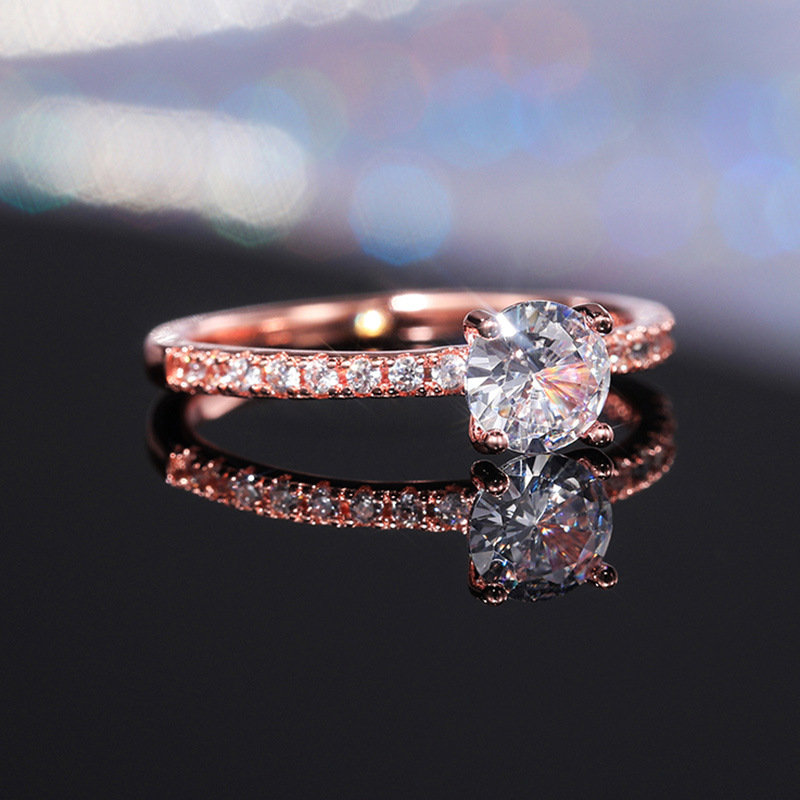 Cao Shi semplice zircone anello di fidanzamento matrimonio anello di platino placcato rame diamante_voghion.com