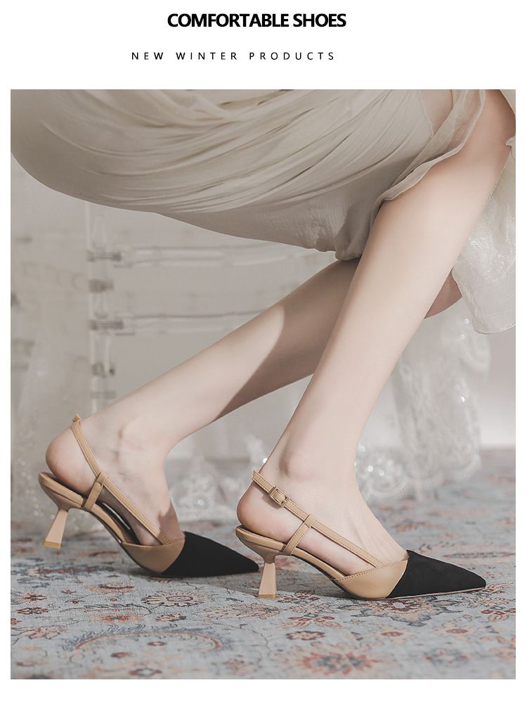 Scarpe singole classiche piccole e profumate, nuovi sandali estivi con tacco alto Baotou Back Air_voghion.com