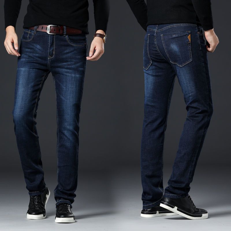 Herrenbekleidung Neue elastische Plus Samt verdickte hohe Taille Herrenjeans Herren gerade lose Jugend Herren Stallkleidung_voghion.com