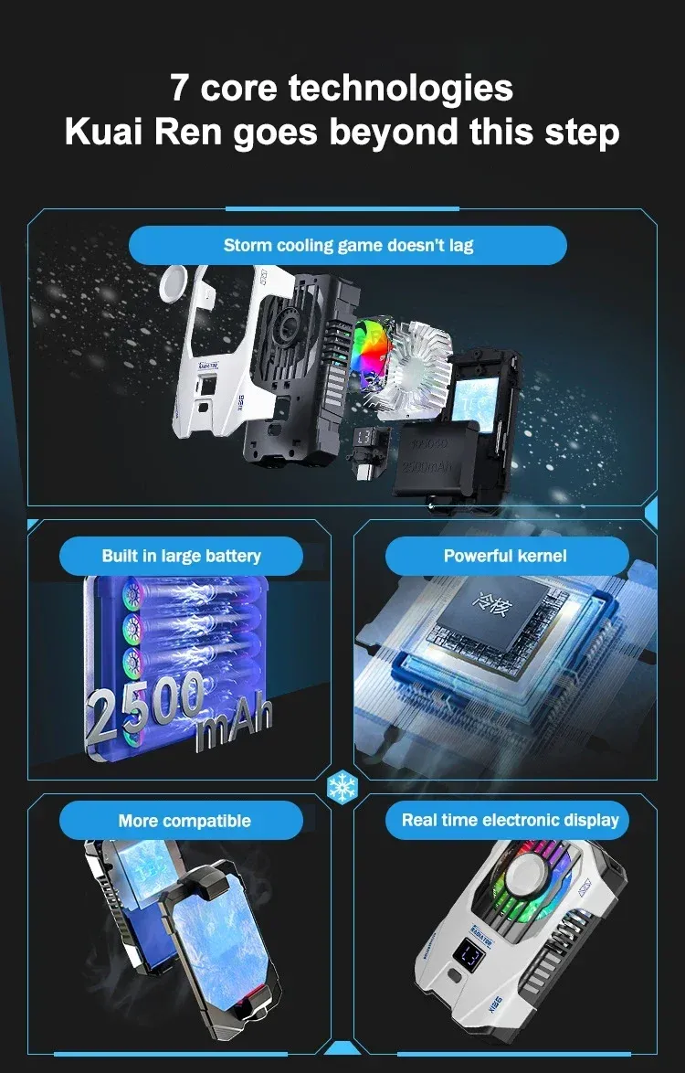 Magnetic Mobile Phone Cooling Fan Two Speed Adjustable Semiconductor Ice Sealed Radiator For IPhone Samsung Xiaomi_voghion.com
