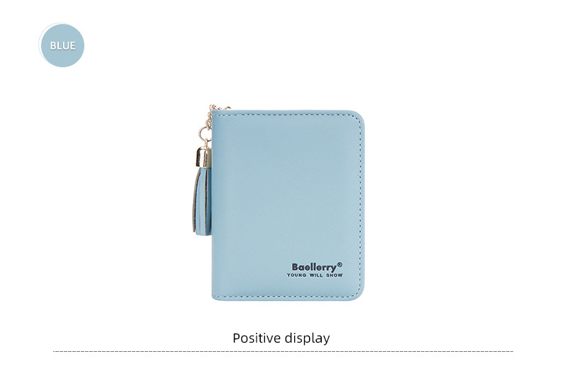 Baellerry neue kurze Geldbörse für Damen mit mehreren Kartenfächern, Akkordeon-Kartenhalter, Quaste, Reißverschluss, Münzgeldbörse für Damen_voghion.com