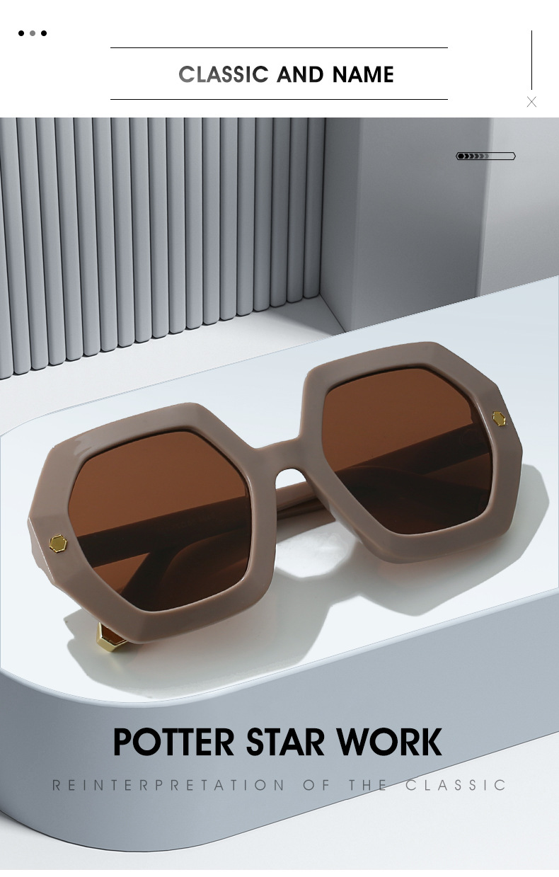 KAMMPT Oversized Men Sungl Fashion Hexagon Frame Gradient Shades Eyewear Women 2023 Trendy Ins Popular Brand Sun_voghion.com